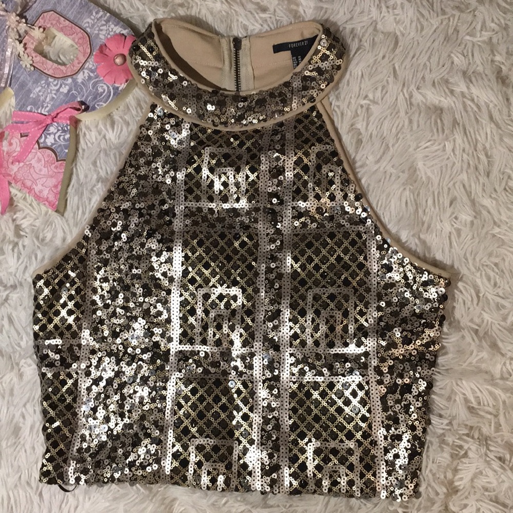 🆕 Sparkly Crop Top Medium - Picture 1 of 7